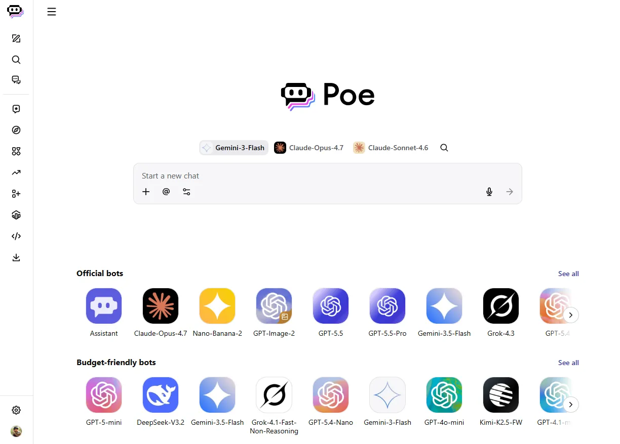Poe logged-in home page